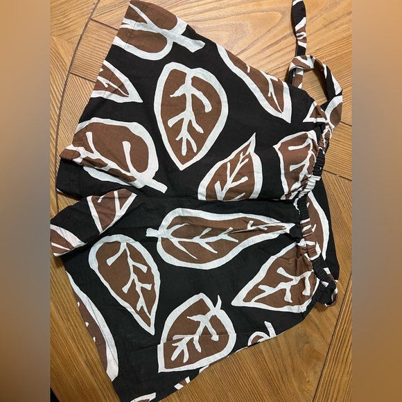Who What Wear Shorts | women's black brown print shorts lined tie front - Picture 7 of 7